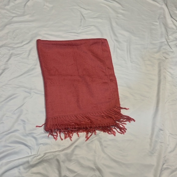 Pashmina-Shawl/Scarf in Jacquard Pattern Deep Coral 28”W x 68”H - Picture 3 of 14